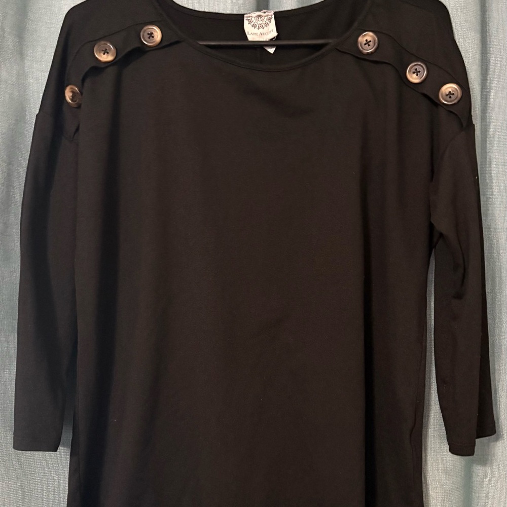 Elegant Black Button-Accent Women's Blouse